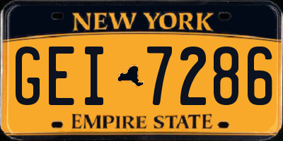 NY license plate GEI7286