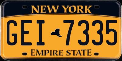 NY license plate GEI7335