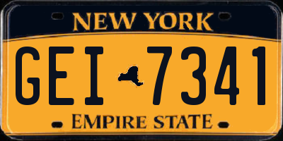 NY license plate GEI7341