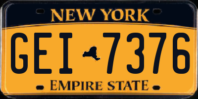 NY license plate GEI7376