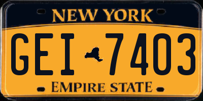 NY license plate GEI7403