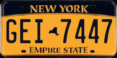 NY license plate GEI7447