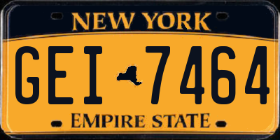 NY license plate GEI7464
