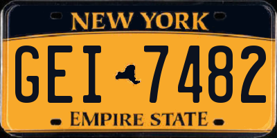 NY license plate GEI7482