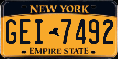 NY license plate GEI7492