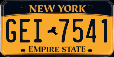 NY license plate GEI7541