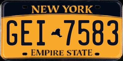 NY license plate GEI7583