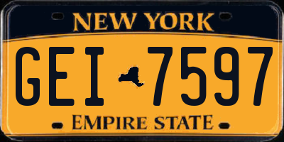NY license plate GEI7597