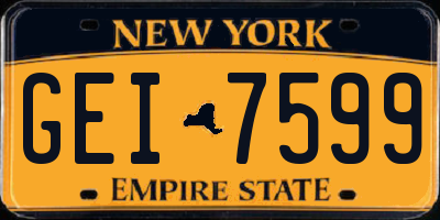 NY license plate GEI7599