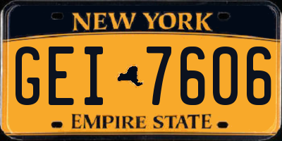 NY license plate GEI7606