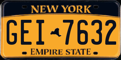 NY license plate GEI7632