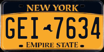 NY license plate GEI7634