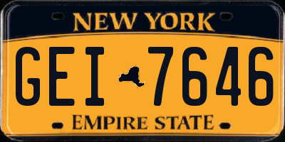 NY license plate GEI7646