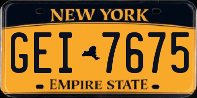 NY license plate GEI7675