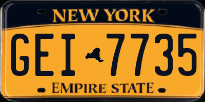 NY license plate GEI7735