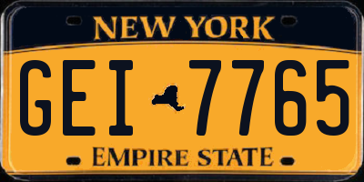 NY license plate GEI7765