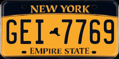 NY license plate GEI7769