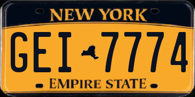 NY license plate GEI7774