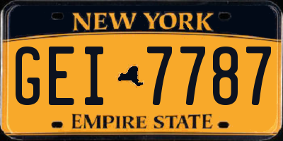 NY license plate GEI7787