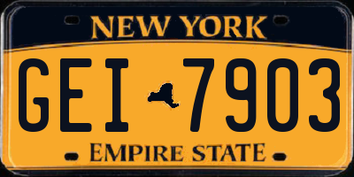 NY license plate GEI7903