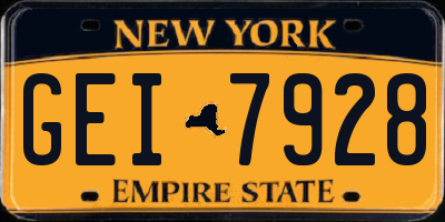 NY license plate GEI7928