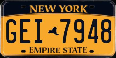 NY license plate GEI7948