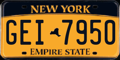 NY license plate GEI7950
