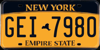 NY license plate GEI7980