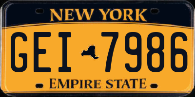 NY license plate GEI7986