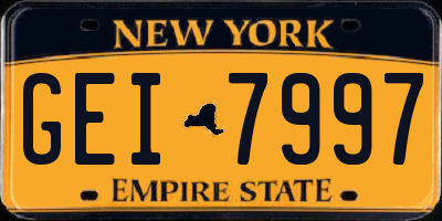 NY license plate GEI7997
