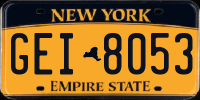 NY license plate GEI8053