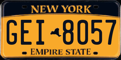 NY license plate GEI8057