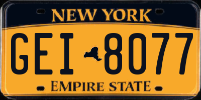 NY license plate GEI8077