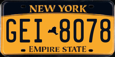 NY license plate GEI8078