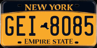 NY license plate GEI8085