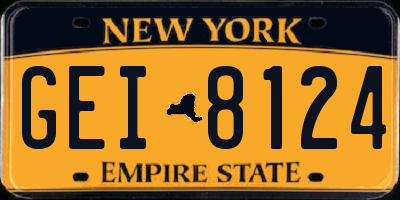 NY license plate GEI8124