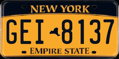 NY license plate GEI8137