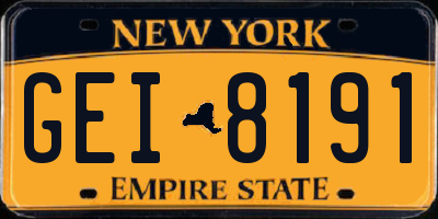 NY license plate GEI8191