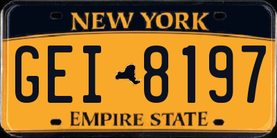 NY license plate GEI8197