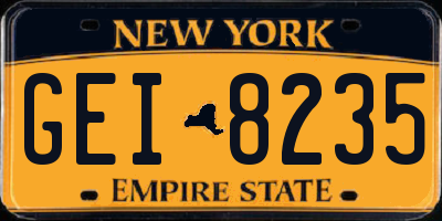 NY license plate GEI8235