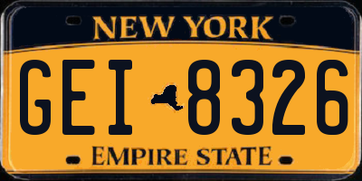 NY license plate GEI8326