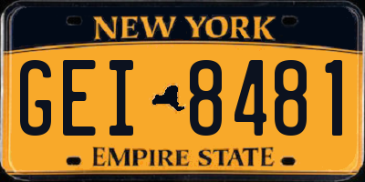 NY license plate GEI8481