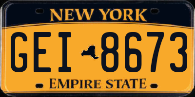 NY license plate GEI8673