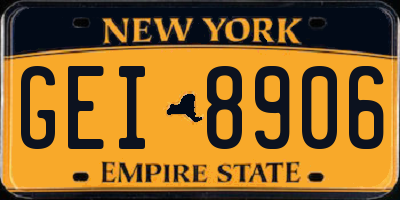 NY license plate GEI8906