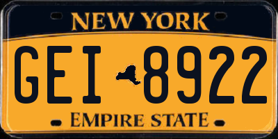 NY license plate GEI8922