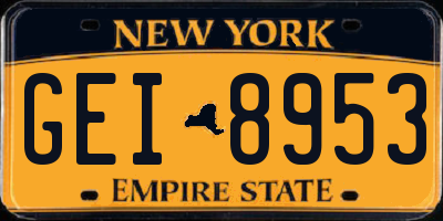 NY license plate GEI8953