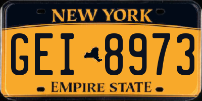 NY license plate GEI8973