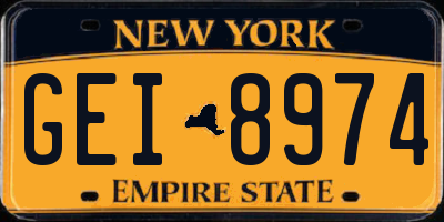 NY license plate GEI8974