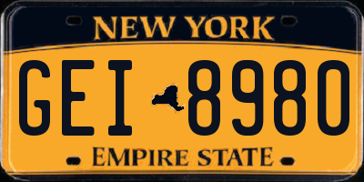 NY license plate GEI8980