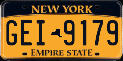 NY license plate GEI9179